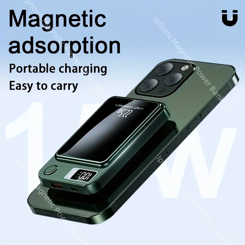 باور بانك Xiaomi Magsafe بقدرة 30000 مللي أمبير في الساعة PD22.5 وات شاحن لاسلكي مغناطيسي سريع الشحن لهاتف iPhone 17 16 15 14 13pro Max