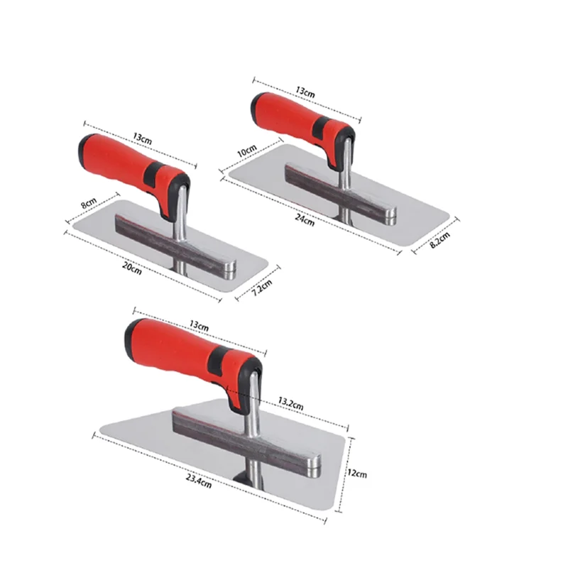 ABKY-Set Sekop Finishing Baja Tahan Karat yang Dipoles (3 Pak), Alat Tangan Plesteran Cat dengan Pegangan