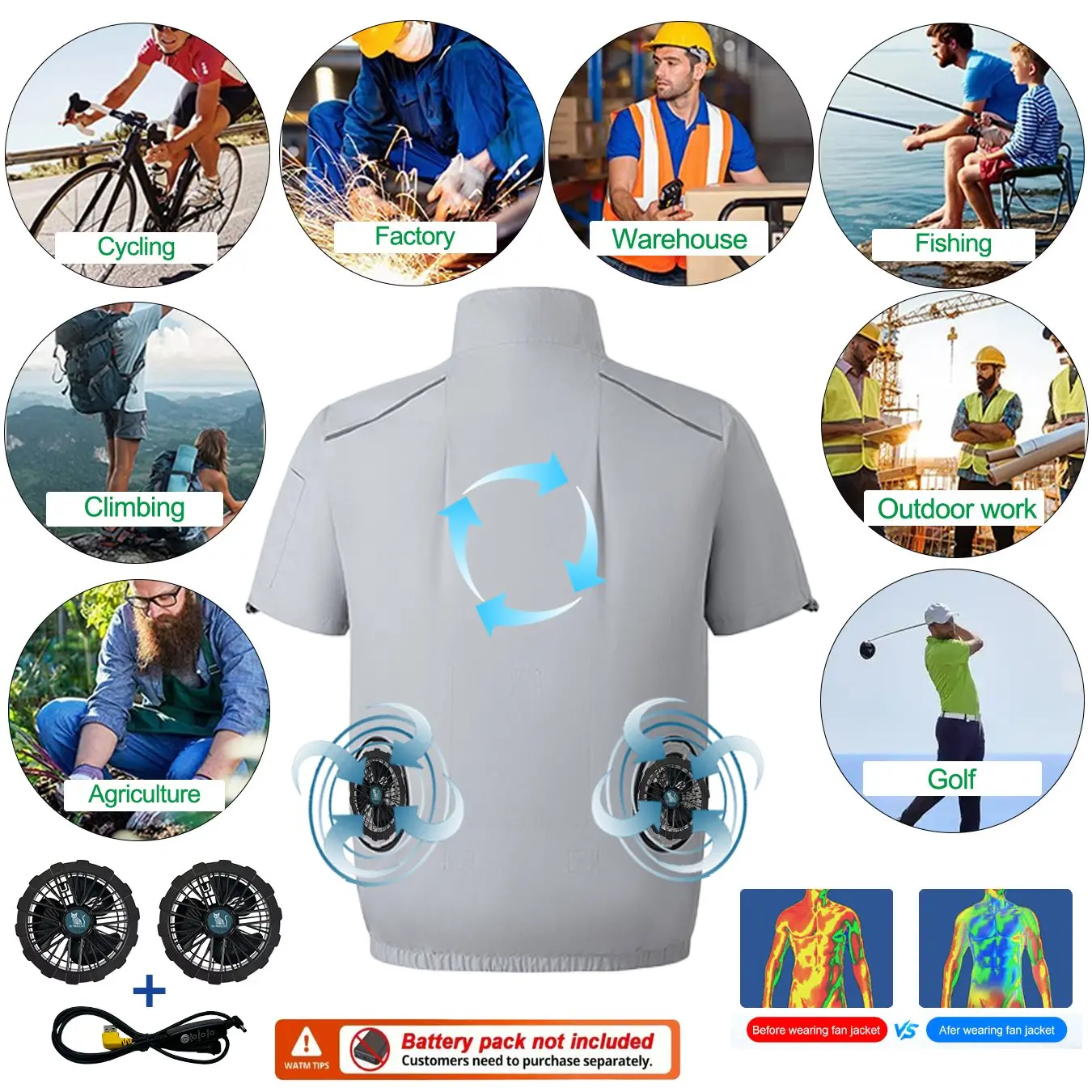 G-MACHT 2026 New USB Fan Cooling Vest Men Air Conditioning Clothes Outdoor Work Fishing Cooling Coat(Not Power)