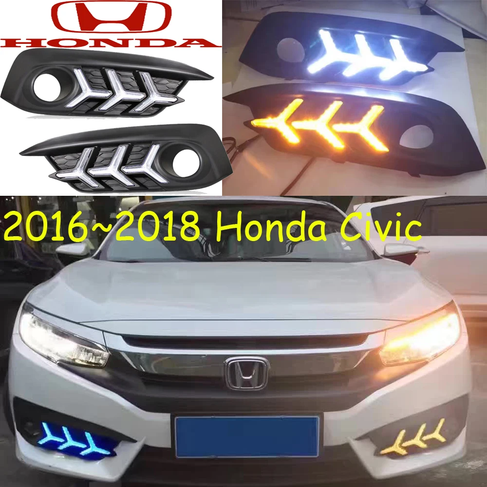 

1 комплект фар автомобильного бампера для дневного света Civic, автомобильные аксессуары 2016 2017 2018y, светодиодные фары DRL для противотуманных фар Civic