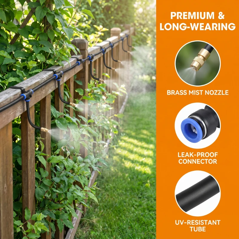 

Adjustable Garden Sprayer Kit 30m Black PE Hose Self-priming Pump Flexible Nozzle Misting Watering System