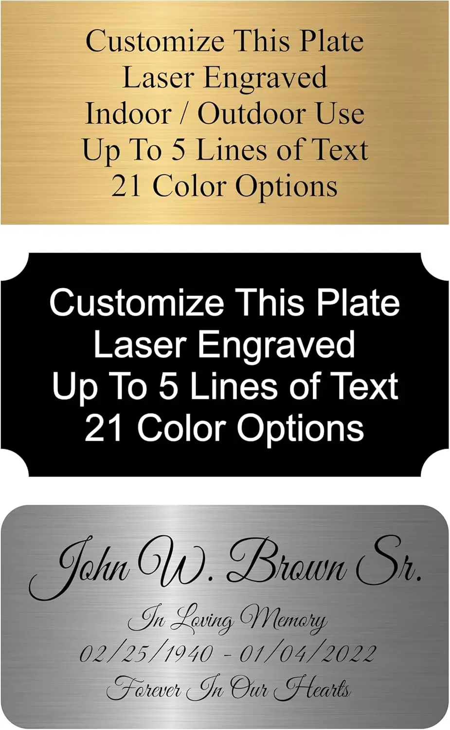 

Engraved Name Plate, Personalized Name Plaque - 2x4, 2x6, 2x8, 3x6-21 Colors, 3Styles, 17 Fonts