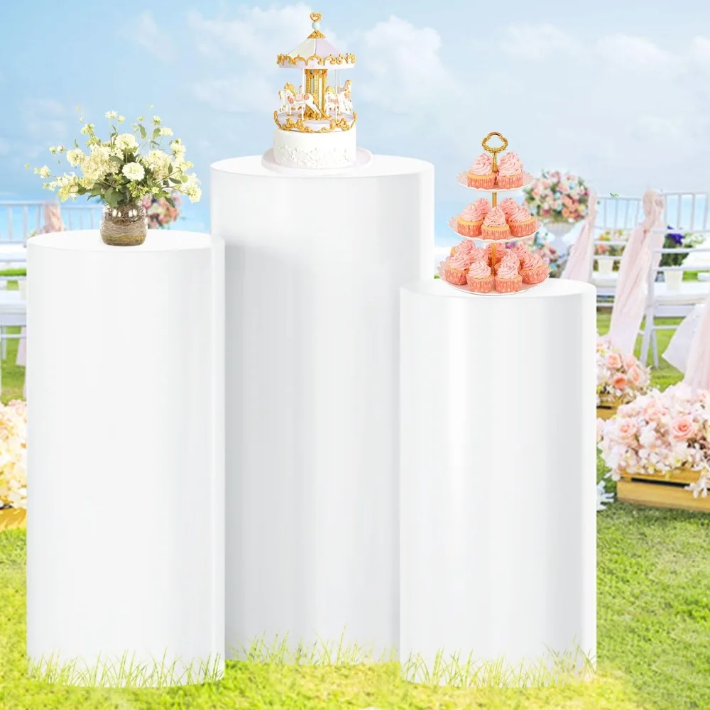 

Cylinder Pedestal Stands for Parties 3PCS Large Round Cylinders for Parties Stand for Party Pedestal Stand Set