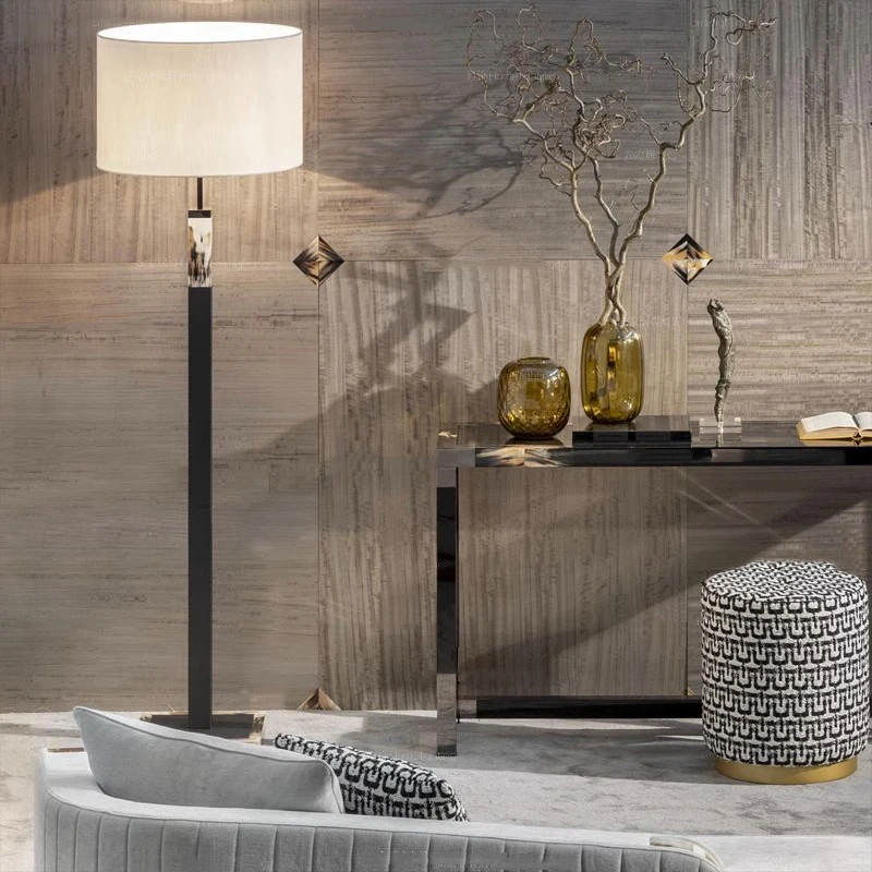 

Итальянский современный роскошный классический мраморный торшер, светодиодный светильник для украшения дома, стоячий светильник, тканевый абажур, дизайнерская стандартная лампа
