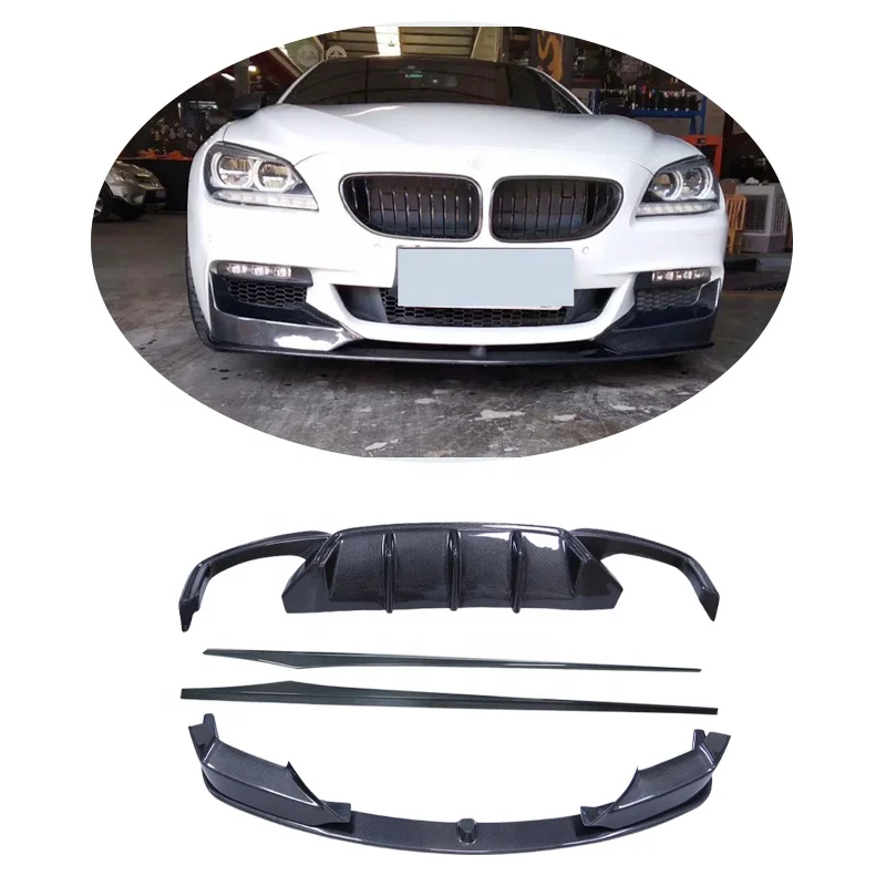 M6 Carbon Fiber body kits  For  F06 F12 F13 M Tech front lip Rear Diffuser Side skirts 2012-2016