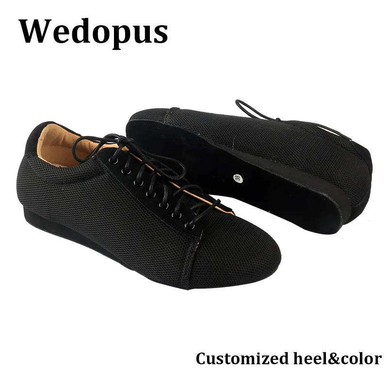 

Wedopus, новый стиль, черные сетчатые танцевальные кроссовки, женская танцевальная обувь на замшевой подошве, спортивный размер 35-46