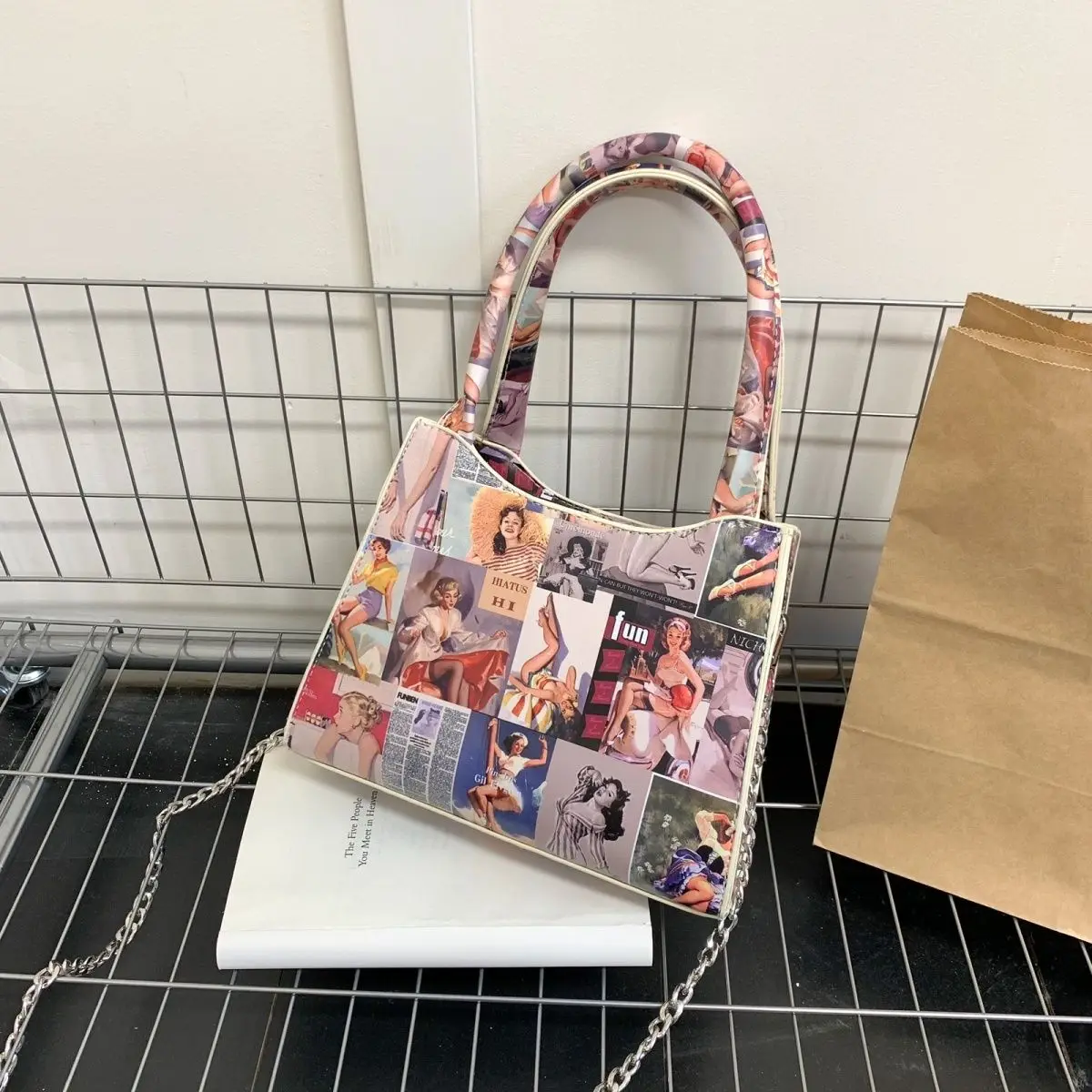 Shoulder Bag Women Vintage Poster Printing Fashion 2026 Euro-America Style PU Pures and Bags Crossbody Girls
