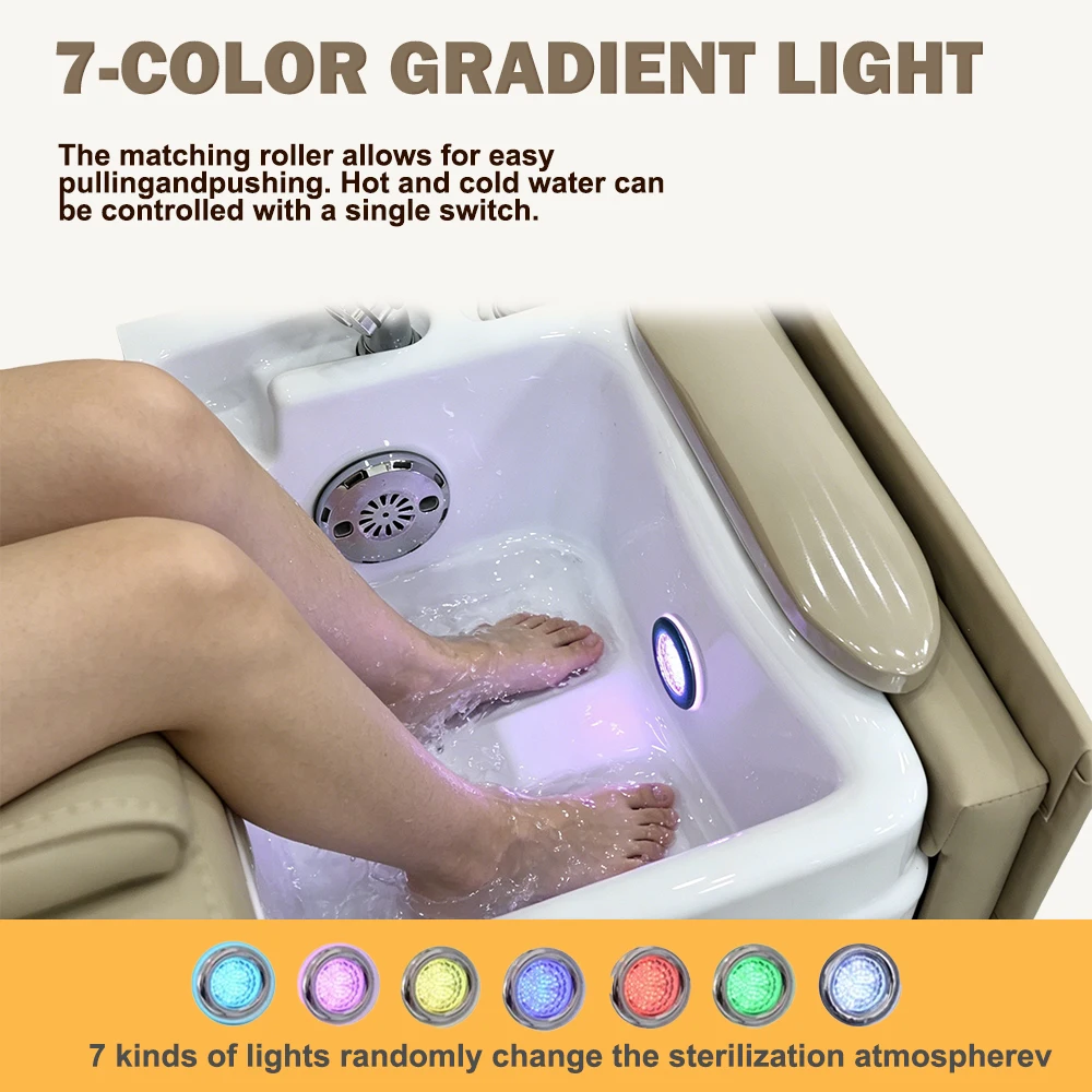 Luxury Color Nail Salon Foot Spa Manicure Pedicure Chair Whirlpool Adjustable Reclining Pedicure Chair image 6