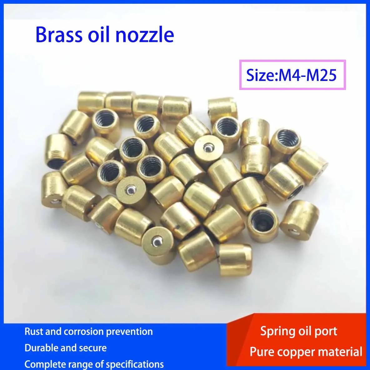 Pure Copper Butter Nozzle Press Fit Oil Cup, Marble Oil Cup, M6 M8 M10 Mechanical Replacement Parts
