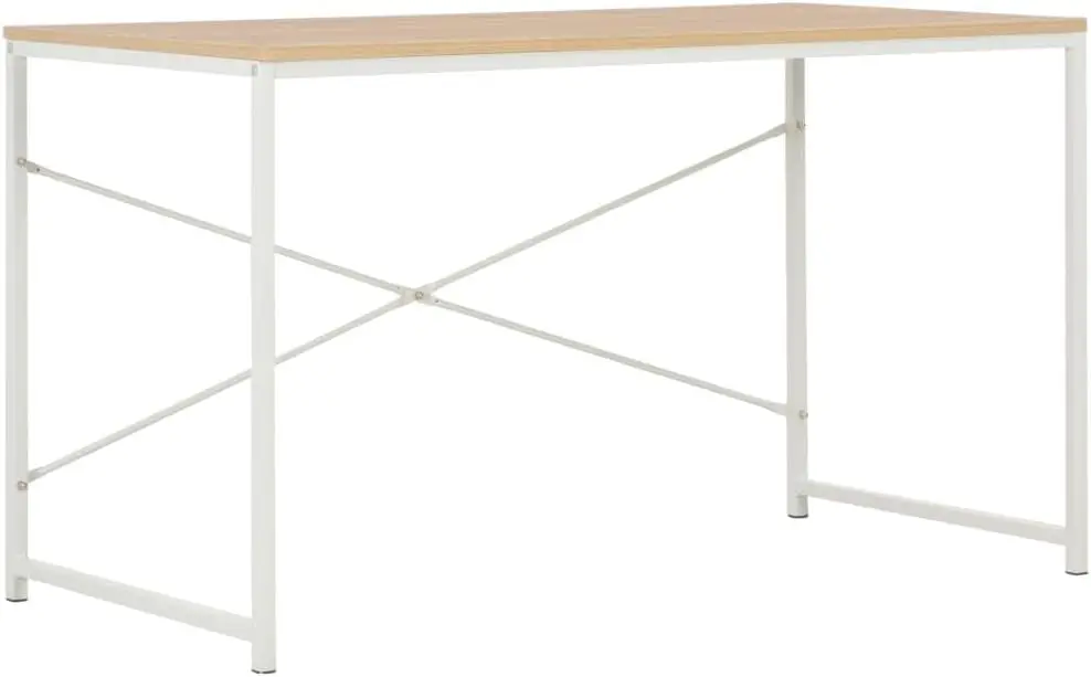 

Industrial Style Computer Desk - Large Workspace with Engineered Wood and Powder-Coated Metal Construction - White and Oak - 47.