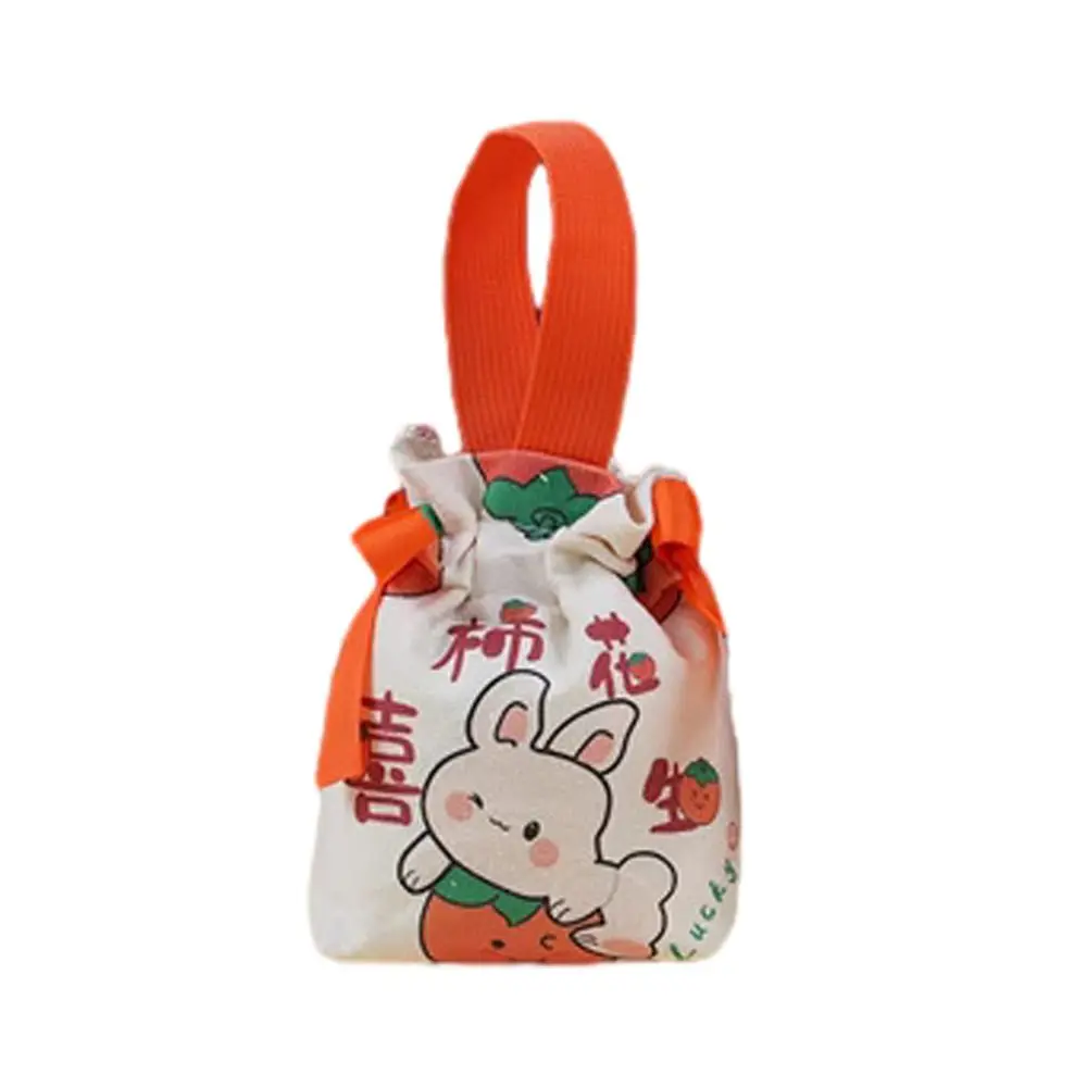 

Rabbit Canvas Bow Drawstring Bag Bear Cat Cartoon Animal Bucket Bag Large Capacity Coin Purse Wallet Festive Sugar Bag Birthday