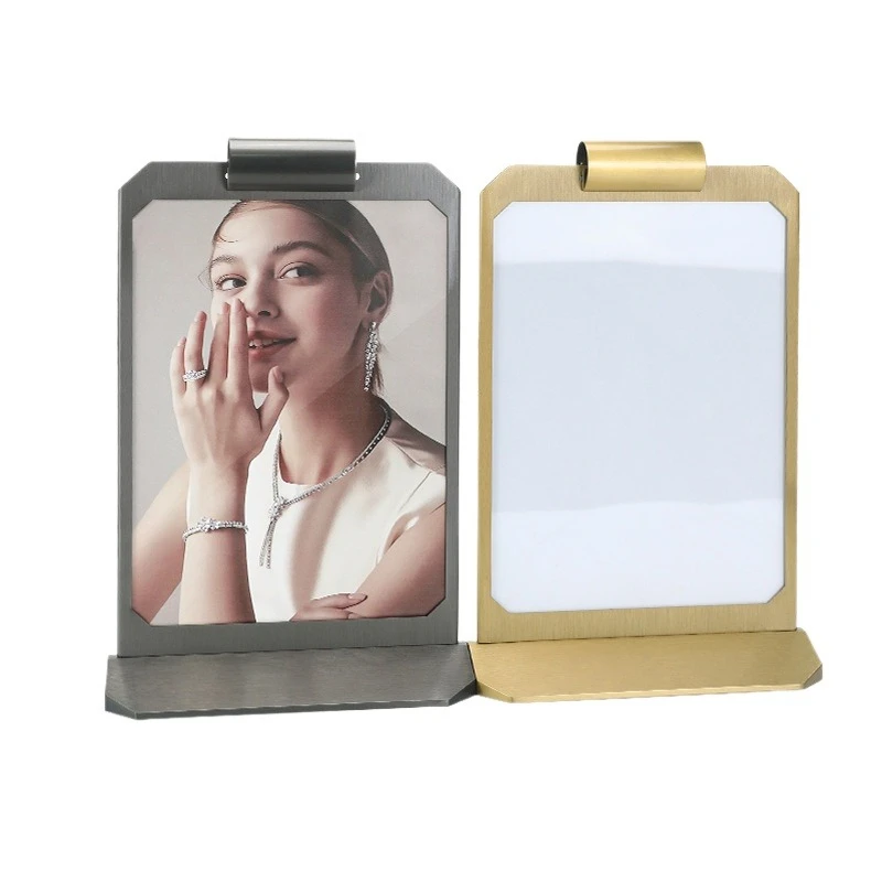 

High-end jewelry display photo frame, jewelry counter card photo, metal vertical jewelry optical store poster promotion