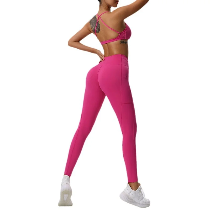 Naked-Feel Yoga Set for Women Workout Pants & Shockproof Sports Bra | Yoga Leggings Set & Pilates Training Wear