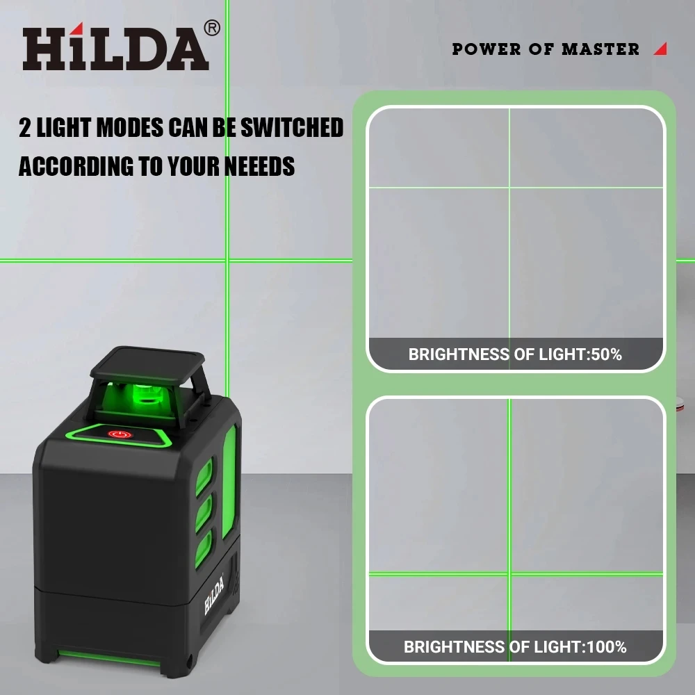 HILDA Laser-Nivelliergerät 2 Linien/5 Linien 360° Automatische Nivellierung Baustellengerät Grünes Licht Kreuzlaser Gutes Geschenk – Detail 16