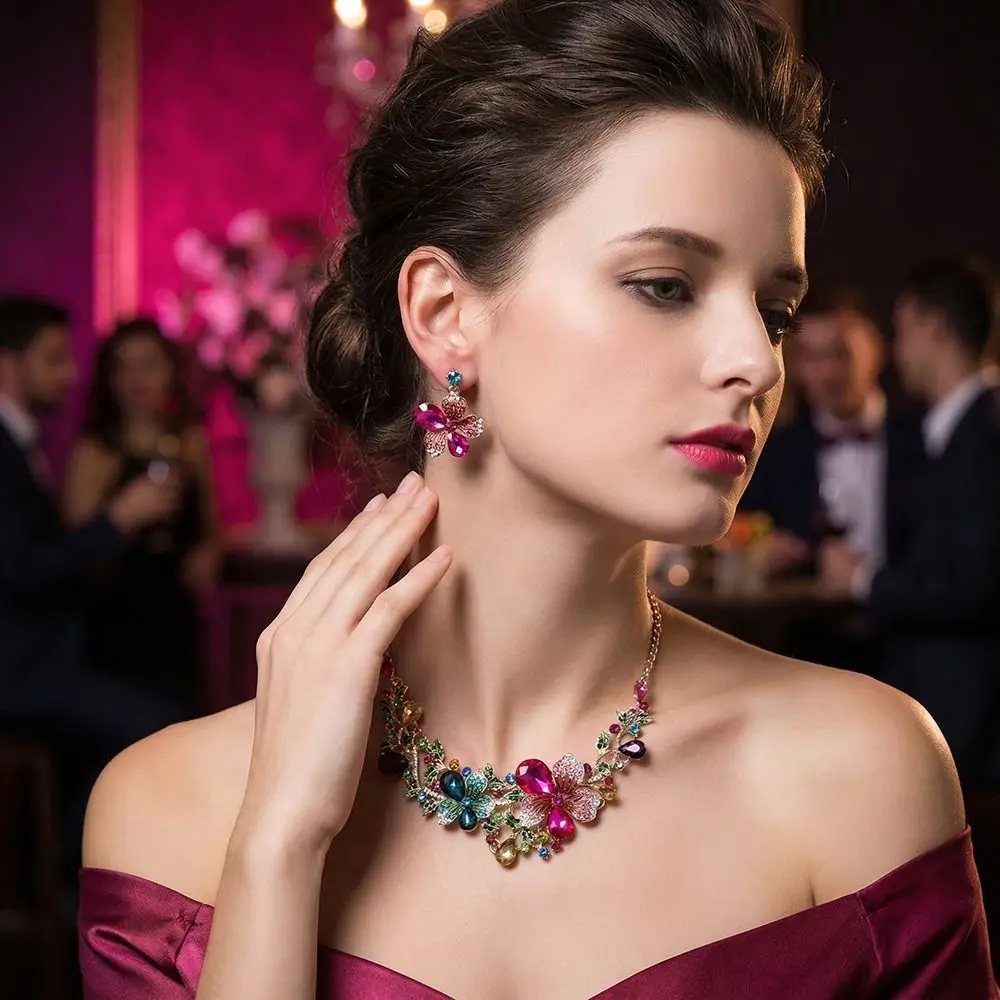 Bridal Crystal Rhinestone Jewelry Set Exquisite Luxury Necklace 5 Bridal Crystal Rhinestone Jewelry Set Exquisite Luxury Necklace