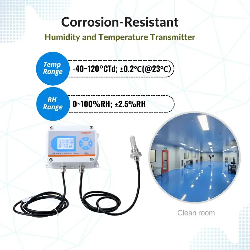 

HENGKO HG808-F Corrosion-resistant -40 To 120℃ RS485 4-20mA 0-5V 0-10V Humidity And Temperature Sensor Transmitter