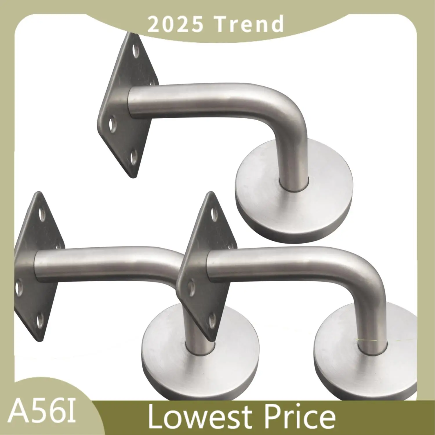 ABDD 3PCS Elegant Replacement Handrail Bannister Stair Rail Supports Brackets For Hotel Gym Villa Restaurant Office Building