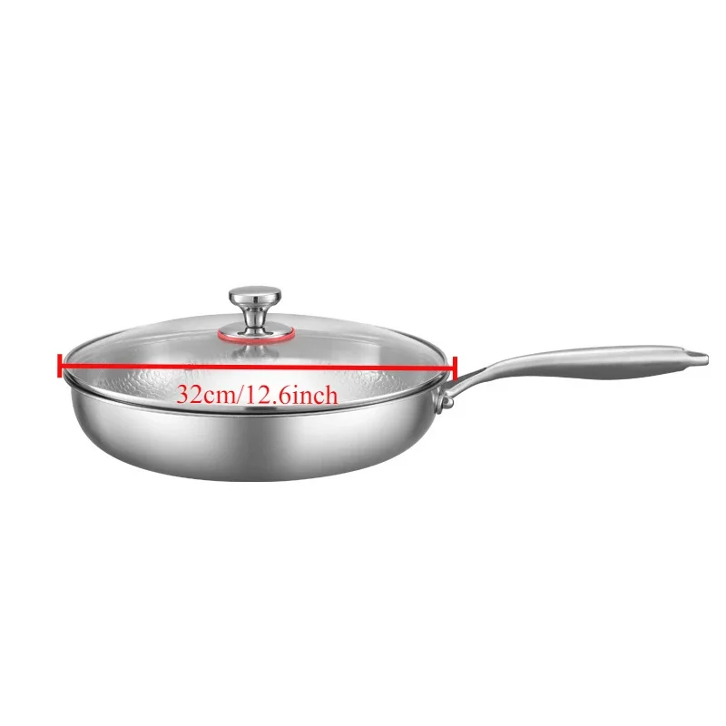 NONE Fünfschichtige Titan-Stahl-Bratpfanne, große Pfanne mit Lotusblattmuster, antihaftbeschichteter Wok für den Haushalt, Pfanne-Bratpfanne 7