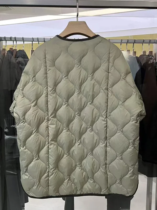 Lose Passform, rund, gesteppte Baumwolle, Jaet Color Blo, vielseitige, schlankmachende Winter-Oberbekleidung, koreanische Sle Thiened Long Sve