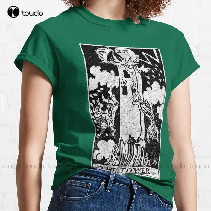 The Tower Tarot Card - Major Arcana - Fortune Telling - Occult Trending T-Shirt Football Mom Shirt Custom Gift Xs-5Xl Unisex New