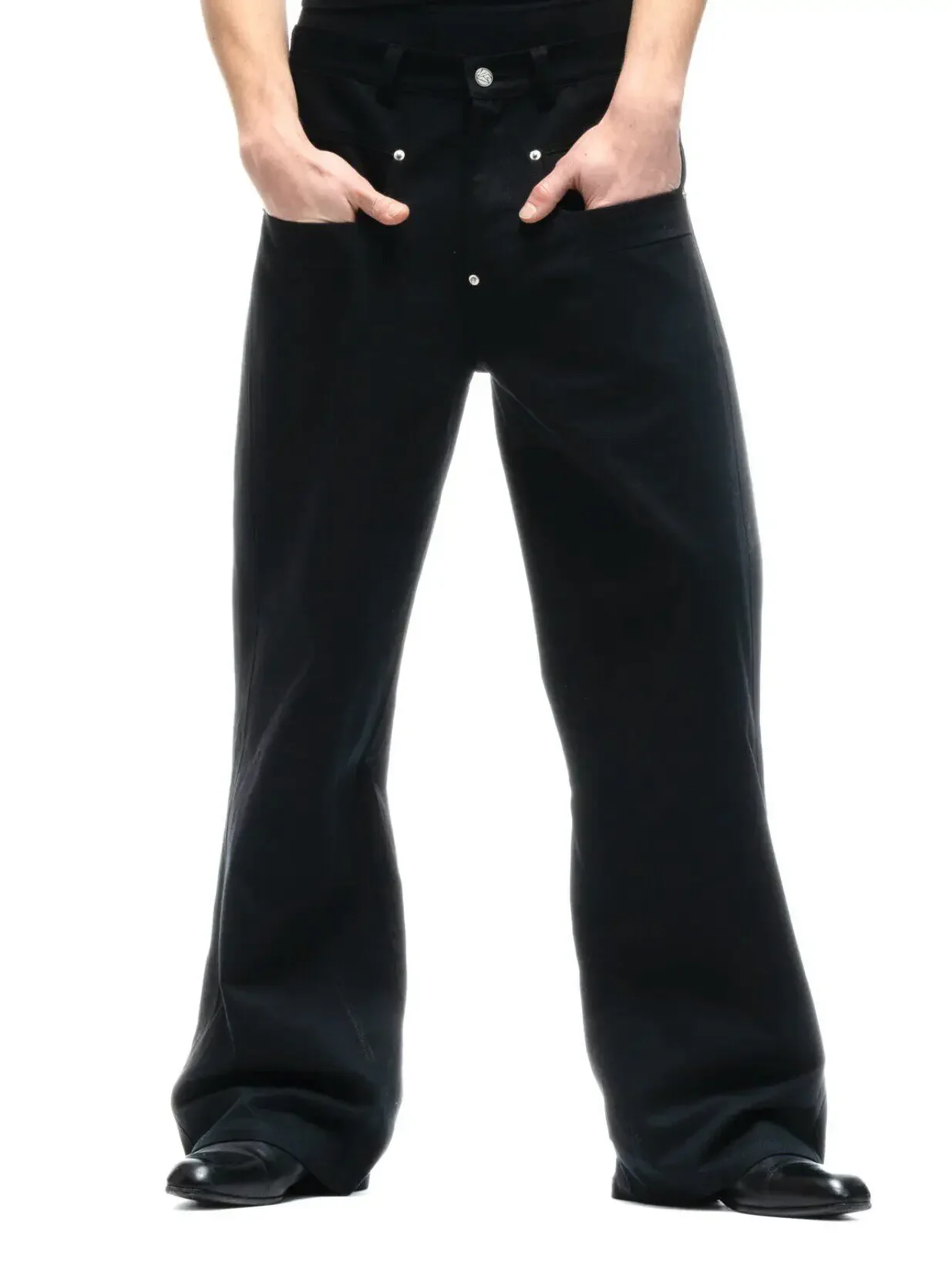 No Faith Studios LAYERED Double Pocket Pin Button Baggy Stacked Flared Scimitar Pants