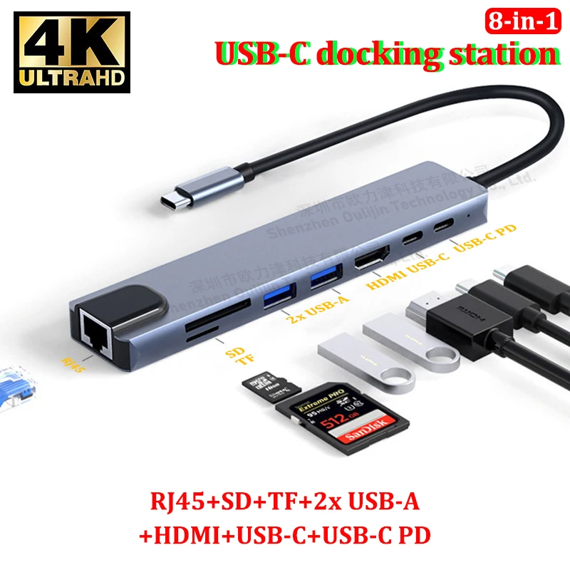 

Аксессуары для ноутбуков HDMI RJ45 HUB USB-C Док-станция Thunderbolt для MacBook Dell HP Lenovo Asus Huawei Samsung Xiaomi Surface MSI