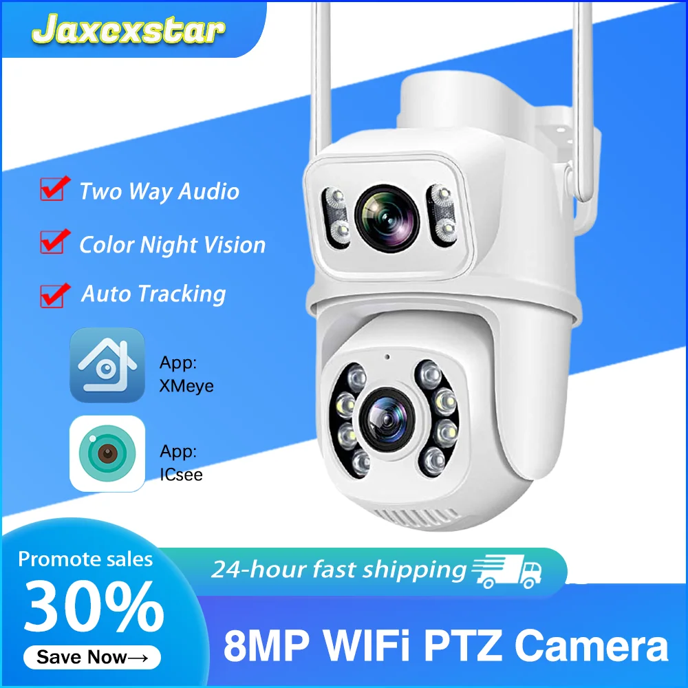 

ICsee 4K 8MP PTZ Wifi Camera Dual Lens Dual Screens Auto Tracking Outdoor Video Security Protection CCTV Surveillance IP Camera