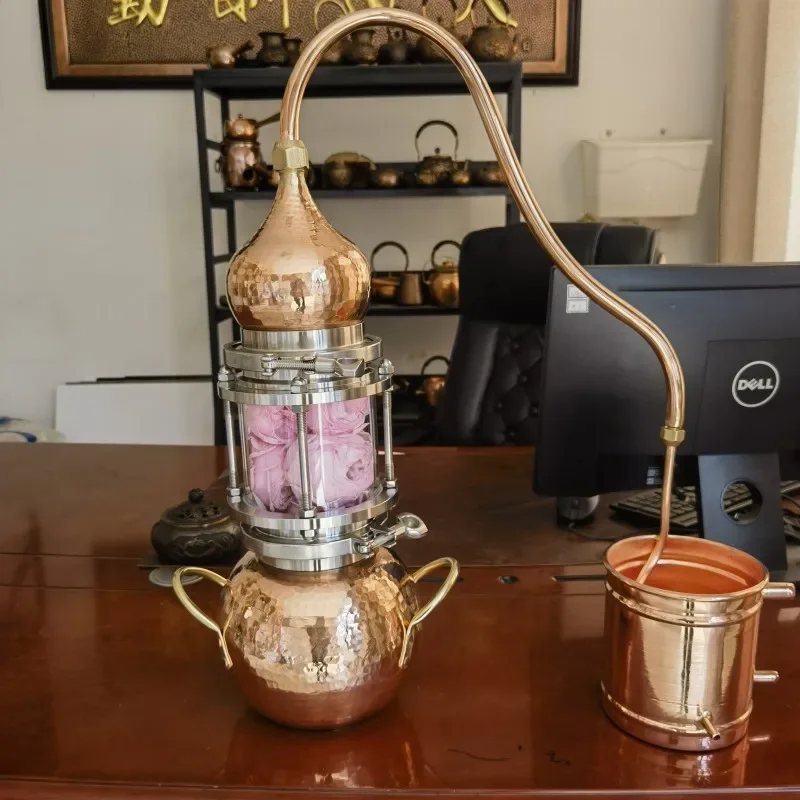 Pure Copper Still, Household Small Ancient Method Pure Dew Machine, Liquor Steaming and Perspective Distillation Equipment