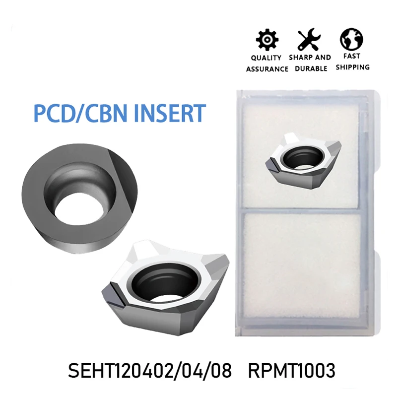 

PCD CBN Diamond CNC inlay SEHT1204 RPMT1003 can process aluminum, copper, cast steel, quenched parts and other materials