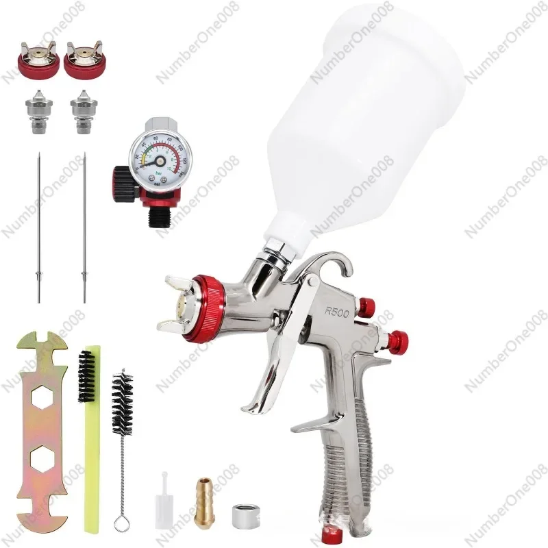 

R500 LVLP Air Spray Gun with 1.3/1.5/1.7mm Nozzles & Air Regulator A610 Paint Guns Automotive Car Furniture