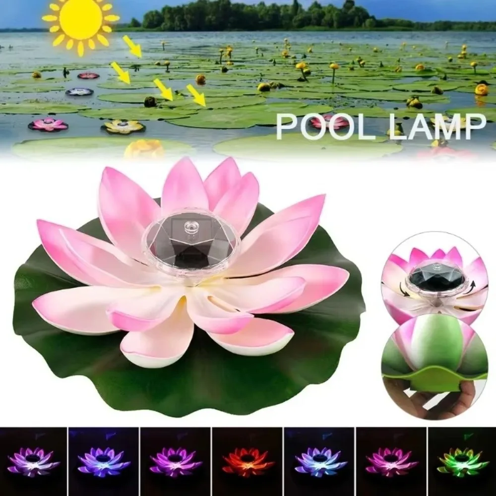 Decor RGB Solar Floating Lotus Light Waterproof 7 Color Changing Water Floating Lamp Landscape Decoration Lotus Night Lamp Pond