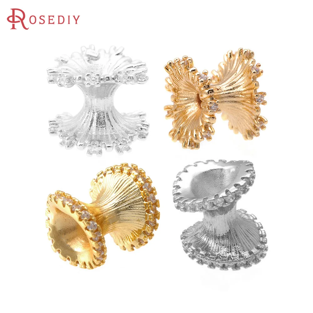 18K Gold Color Brass Zircon Waist Shape Spacer Beads Bracelets Beads High Quality Diy Jewelry Accessories Making Supplies
