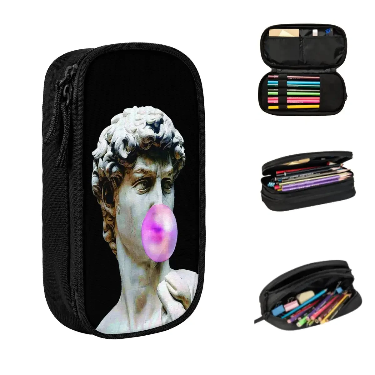 David Michelangelo Sculpture Pencil Cases Big Capacity Pen Bags Pen Box Pencil Pouch For Boys Girls Students Stationery School