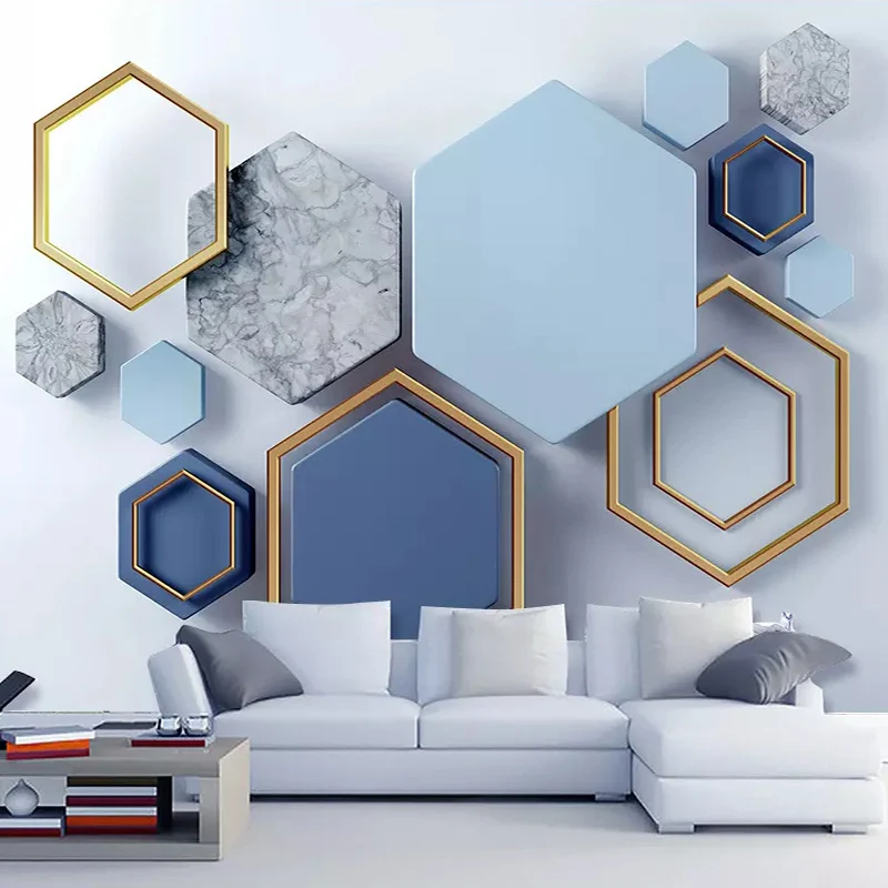 Modern 3D Stereo Abstract Custom Murals Wallpaper Art Geometric Photo Wall Painting Living Room Bedroom Background Wall Covering
