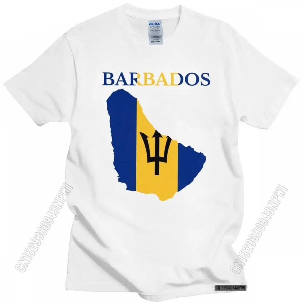 Barbados Map Flag T Shirt Men Cotton Handsome T-Shirt Tee Tops Loose Fit Summer Tshirt Streetwear Gift