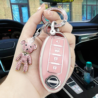 Keychain case for keychain, soft TPU keycase shell, A350, cherry blossom powder Nissan, Infiniti, Qx50L/\\,QX60,QX59,Q70L, Tianla