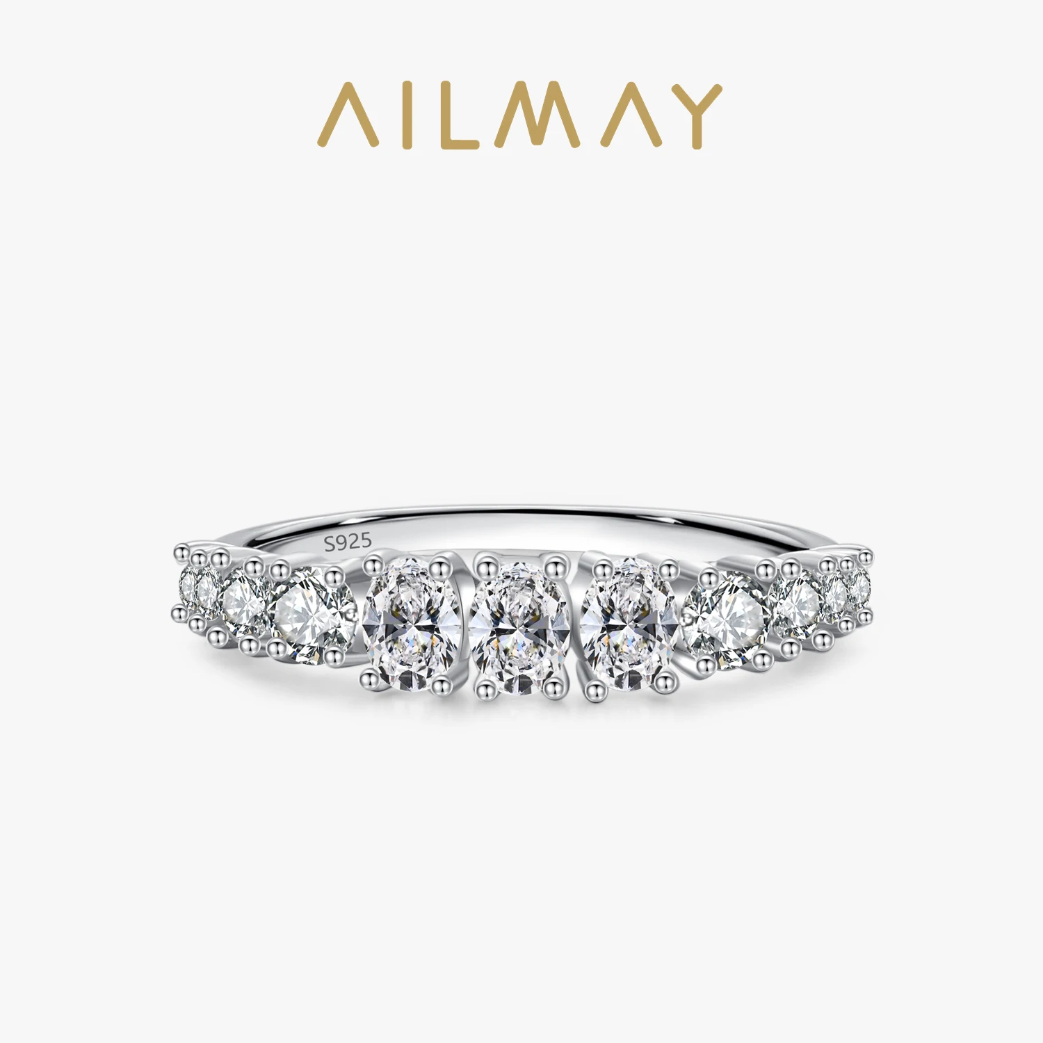 Ailmay Fashion oryginalna 925 srebro olśniewający szmaragdowy krój nieregularne CZ pierścionki dla kobiet romantyczna biżuteria ślubna Bague