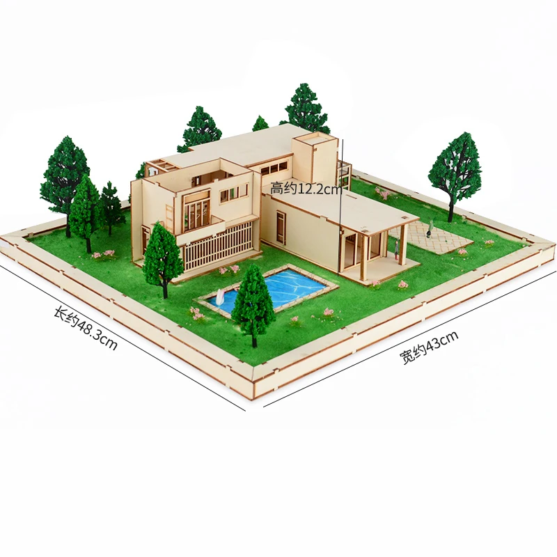 DIY Wooden Villa Model 100-200 Scale Mini Street View Building Assembly Kit for Modern Architecture Education Creative