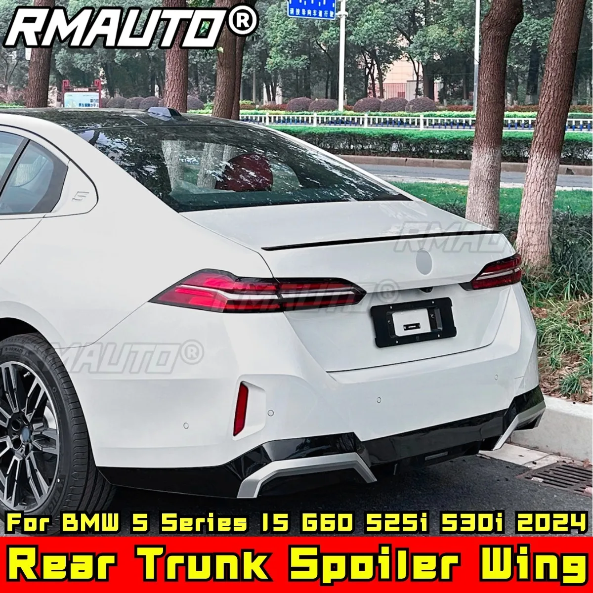 I5 G60 525i 530i Body Kit Rear Trunk Wing Carbon Fiber Look Sport Style Rear Wing For BMW I5 G60 525i 530i 2024 Car Accessories