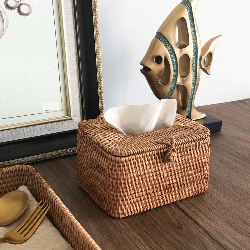 Handmade Rattan Drawer Box Home Living Room Desktop Rattan Rattan Ornaments Creative  Beautiful Woven Facial Tissue Boxs