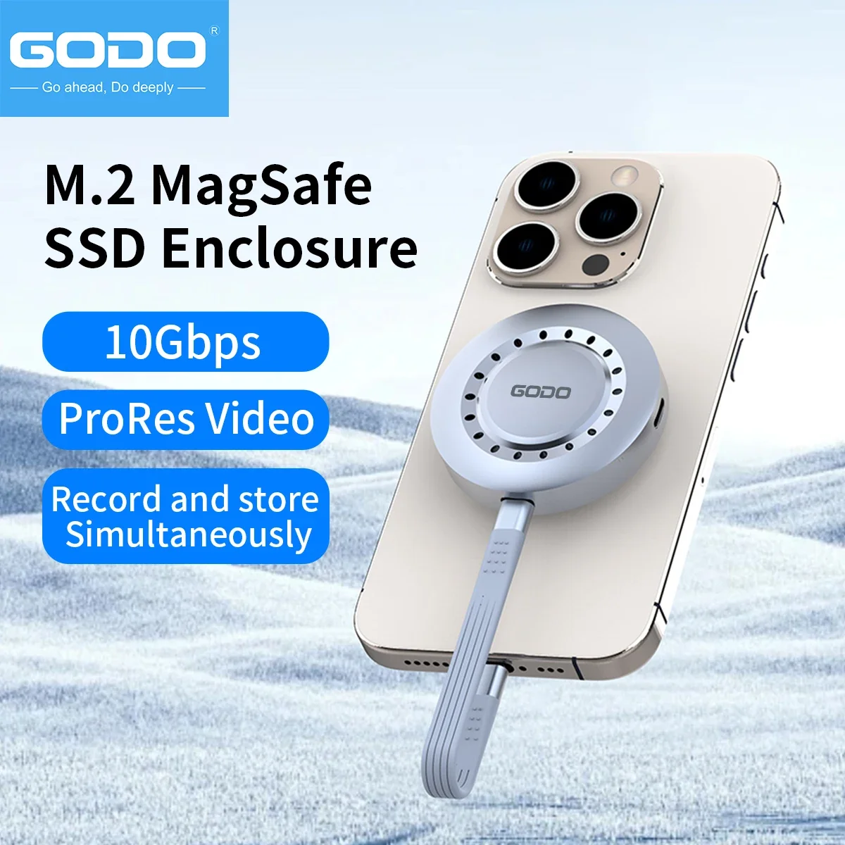 

GODO Magnetic M.2 2230 NVMe SSD Enclosure Portable USB-C External SSD Case Docking Station for iPhone 15/16 Pro iPad Pro ProRes