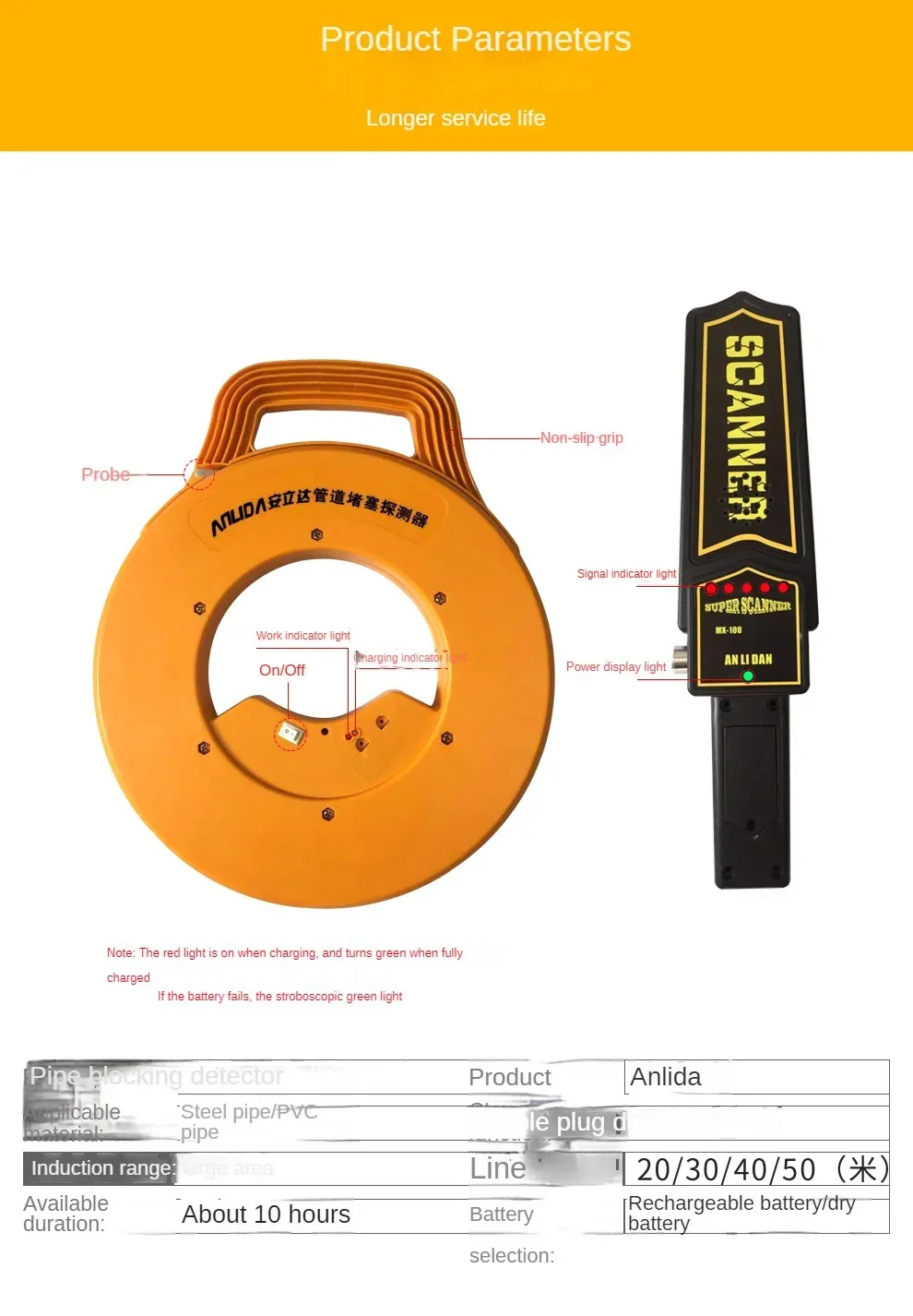 Imagem -02 - Pipeline Bloqueio Detector Highprecision Ferro Elétrico Tubo Pvc Pipeline Bloqueio Detector e Bloqueio Remoção Instrumento X05