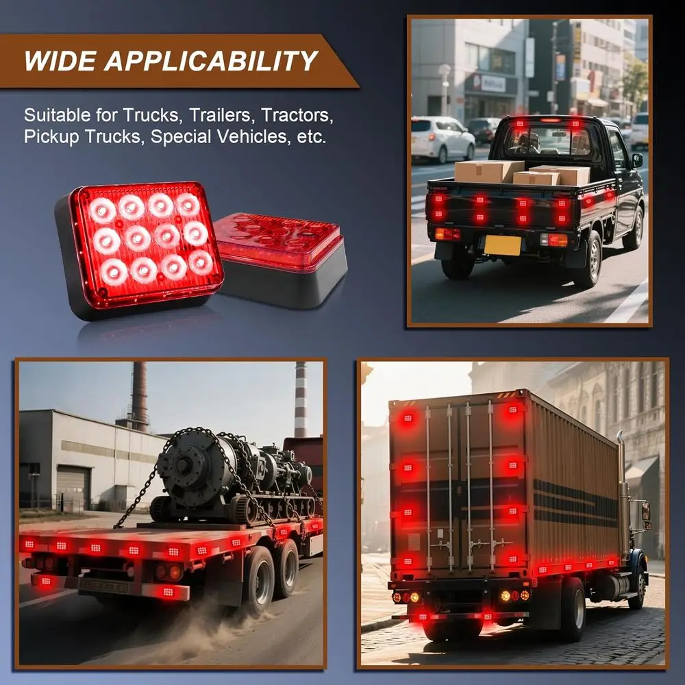 زوج من مصابيح LED القوية المغناطيسية الحمراء - منارات تحذيرية للمركبات في حالات الطوارئ مع بطارية قابلة لإعادة الشحن للسيارات والشاحنات