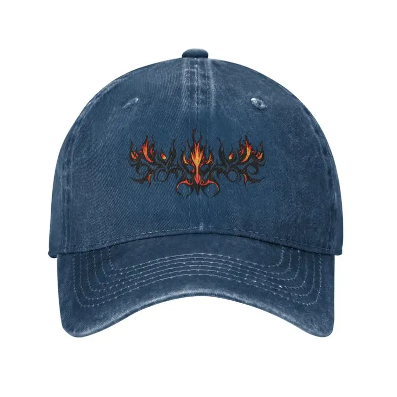 Tribal Fire Flame Cowboy washed baseball cap men's and women's adjustable outdoor leisure sports sunshade and sun protection hat