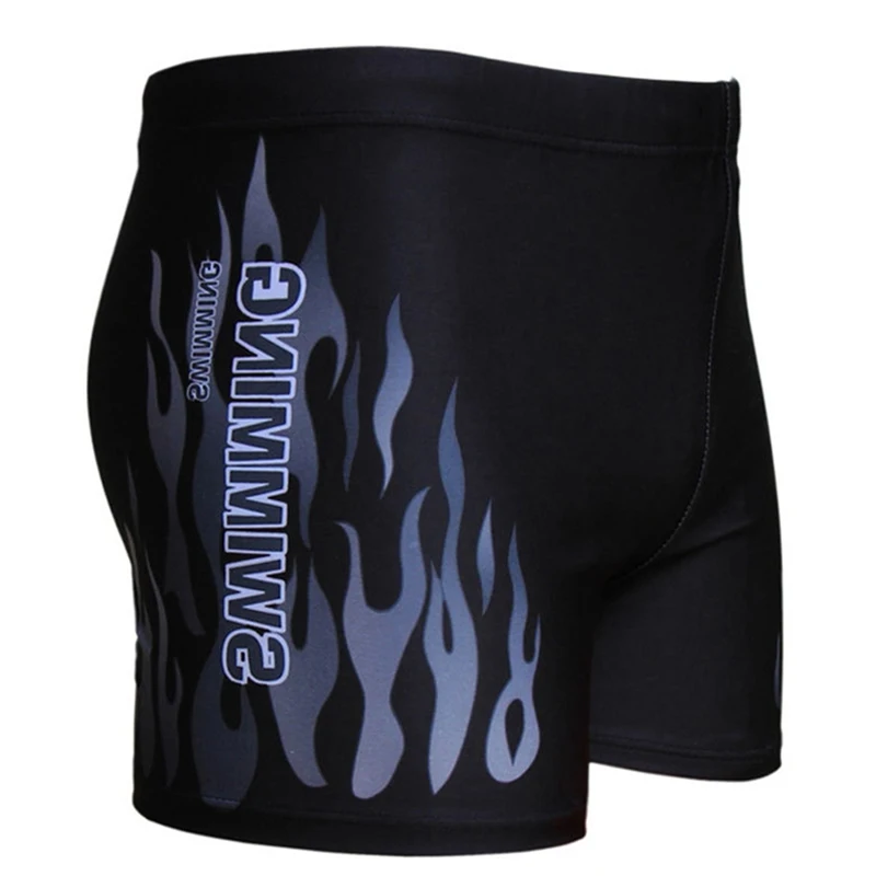 Men Beach Shorts Swim Surf Trunks Quick Dry Trunks Fire Printed Drawstring Swimming Bathing Shorts Swimwear Tight Swimsuit