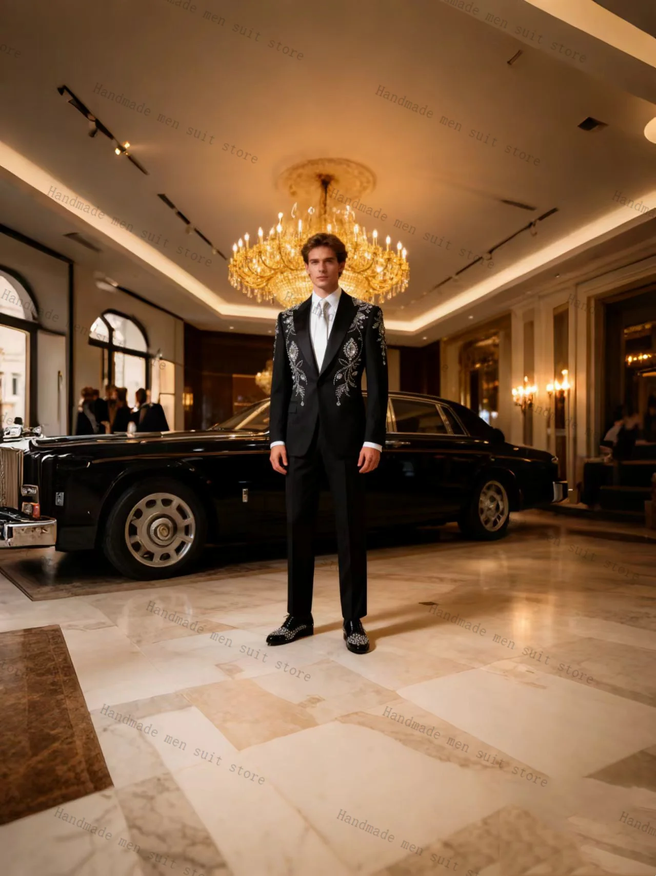 크리스탈 버건디 남성 정장 세트 2피스 블레이저+바지 프롬 웨딩 턱시도 코트 코튼 가을 맞춤형 포멀 오피스 재킷