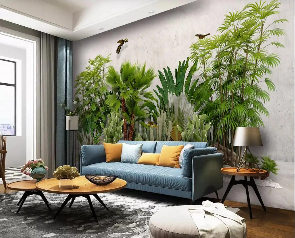 Personalizzato giraffa jungle lush tropical rainforest large mural cafe wallpaper per soggiorno carta da parati autoadesiva home decoratio