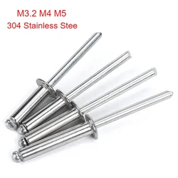 M3.2 M4 M5 304 Stainless Steel Round Head Blind Rivets Bolt Dripline Self Sealing Rivets Decorative Nails