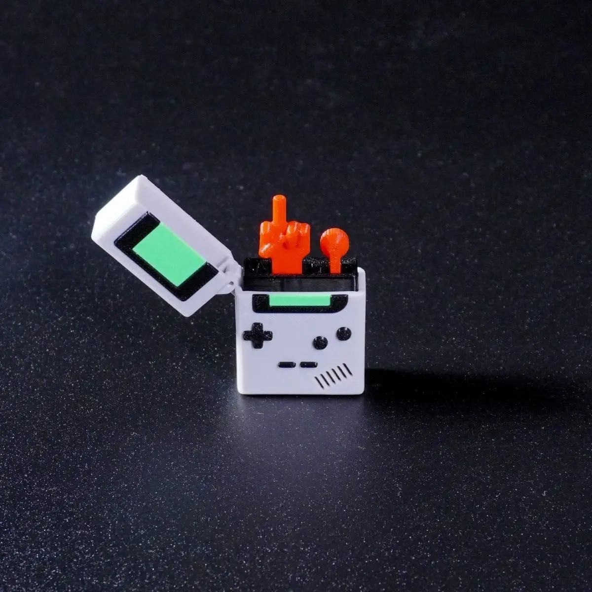 3D Printed Popular Retro Game Console Creative Trick Lighter with Middle Finger, A Decompression Gift