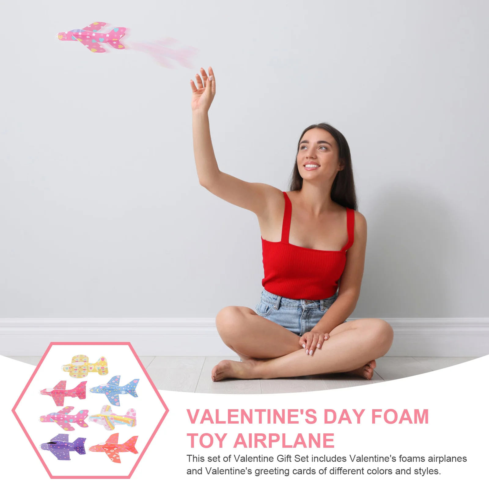 

Hand Throwing Airplane Greeting Card Valentine's Craft Kits for Kids Toy Planes Toys Valentines Day Game Cards Gifts